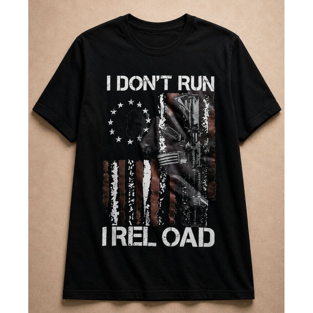 Patriotic USA Tactical Graphic T Shirt Mens 3XL I Don't Run I Reload